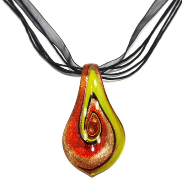 Sweerl Neon Abstract Glass Jewelry Set (Necklace & Earrings) - Picture 4 of 4